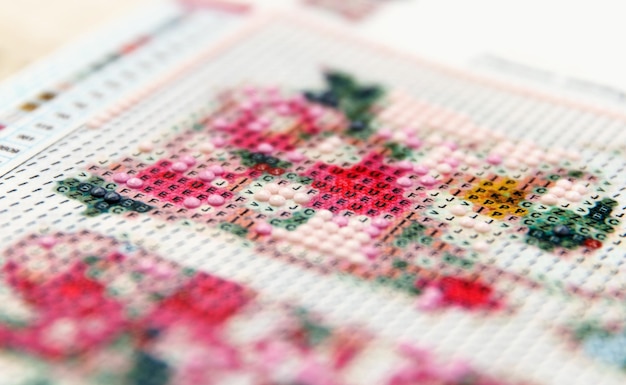Zbliżenie haftu krzyżykowego